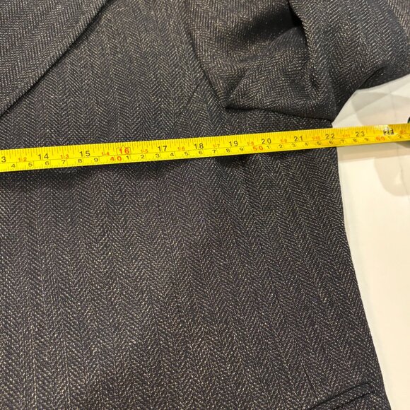 LAFAYETTE 148 Classic 2 Button Charcoal Herringbone Blazer Flap Pockets Wm Sz 16 - Picture 11 of 14